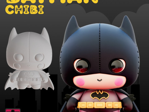 BatPaws STL File Chibi Animal as Batman Comic Critter Collectible 3D Druckmodell