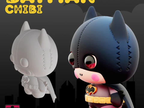 BatPaws STL File Chibi Animal as Batman Comic Critter Collectible 3D Print Model