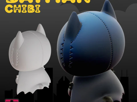 BatPaws STL File Chibi Animal as Batman Comic Critter Collectible 3D Print Model