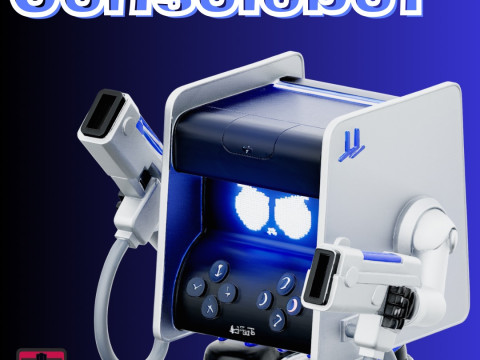 ConsoleBot STL File Chibi Cube Robot Gaming Mech Collectible 3D Print Model