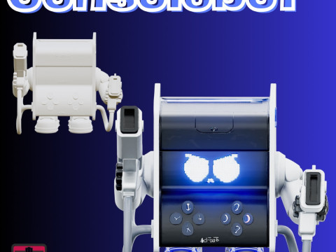 ConsoleBot STL File Chibi Cube Robot Gaming Mech Collectible 3D Druckmodell
