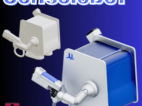 ConsoleBot STL File Chibi Cube Robot Gaming Mech Collectible 3D Print Model