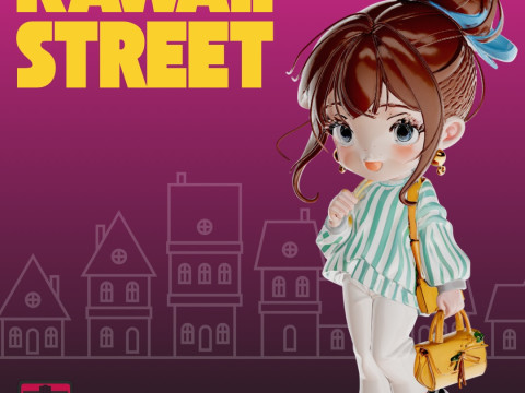 Kawaii Street STL File Anime Doll Trendy Chibi Girl Collectible 3D प्रिंट मॉडल