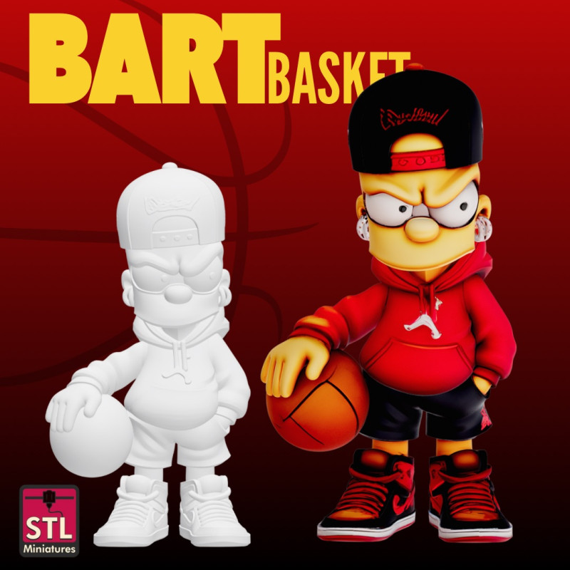 Baller Bart STL File Chibi Basketball Kid Street Collectible Model 3D Принт Модель .c4d .max .obj .3ds .fbx .stl .blend 