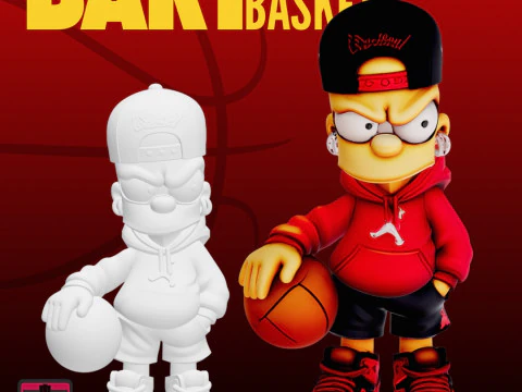 Baller Bart STL File Chibi Basketball Kid Street modelo colecion&aacute;vel Modelo de Impressão 3D