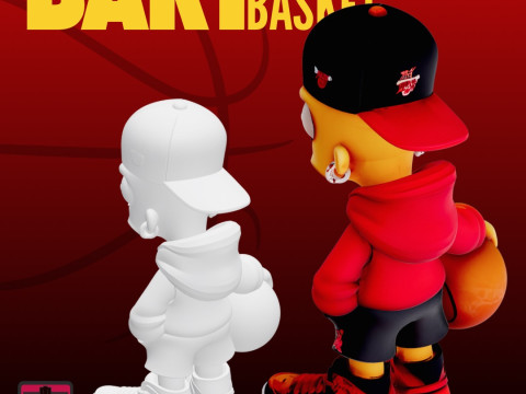 Baller Bart STL File Chibi Basketball Kid Street Collectible Model 3D Принт Модель