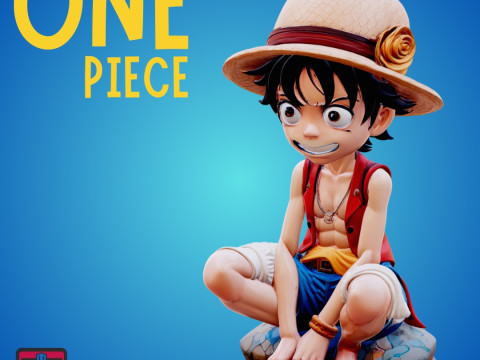 Chibi Straw Hat STL File One Piece Mini Joyful Comic Collectible 3D Print Model