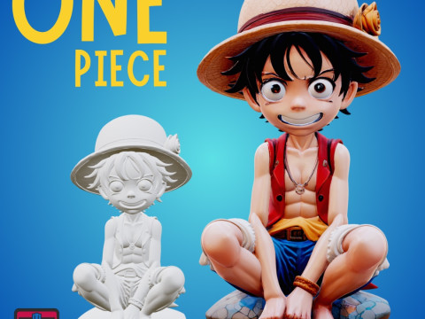 Chibi Straw Hat STL File One Piece Mini Joyful Comic Collectible 3D Print Model