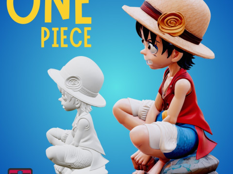 Chibi Straw Hat STL File One Piece Mini Joyful Comic Collectible 3D Print Model