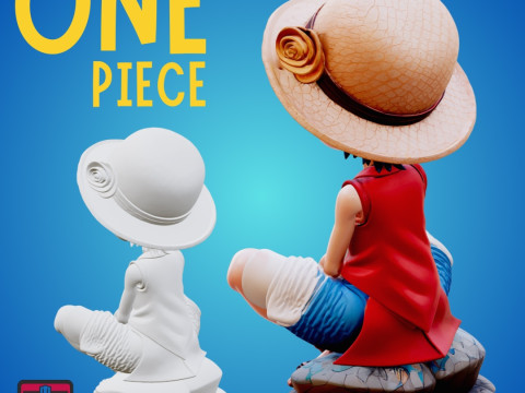 Chibi Straw Hat STL File One Piece Mini Joyful Comic Collectible 3D Print Model