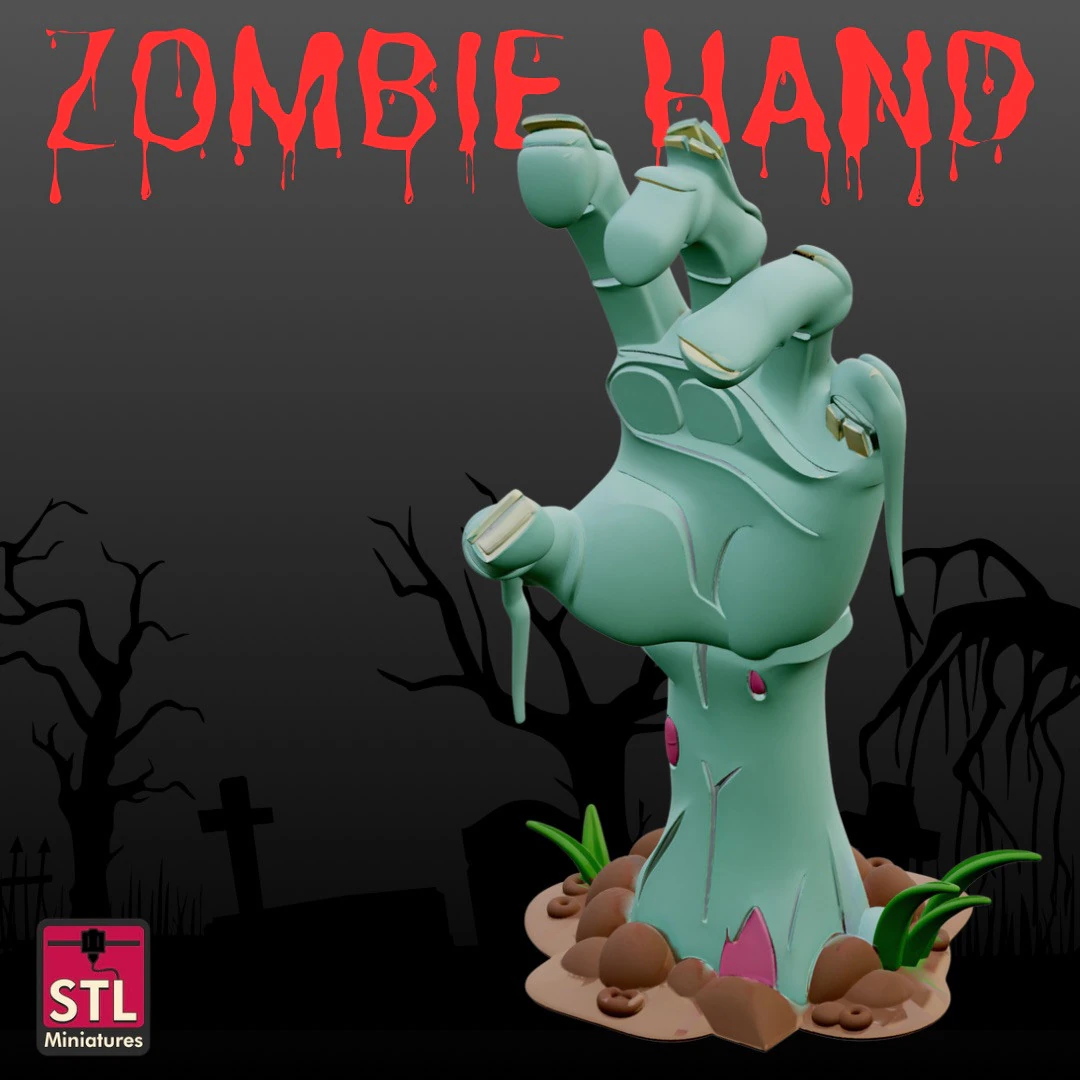 Toon Handrise STL File Cartoon Zombie Hand Anime Horror Collectible 3D Print Model .c4d .max .obj .3ds .fbx .stl .blend 