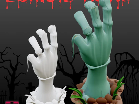 Toon Handrise STL File Cartoon Zombie Hand Anime Horror Collectible 3D Print Model