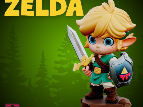Chibi Hero of Time STL File Zelda-Inspired Miniature Fantasy Collectible Model 3D Print Model