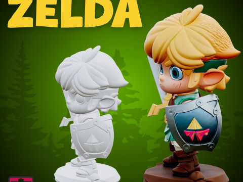 Chibi Hero of Time STL File Zelda-Inspired Miniature Fantasy Collectible Model 3Dプリントモデル