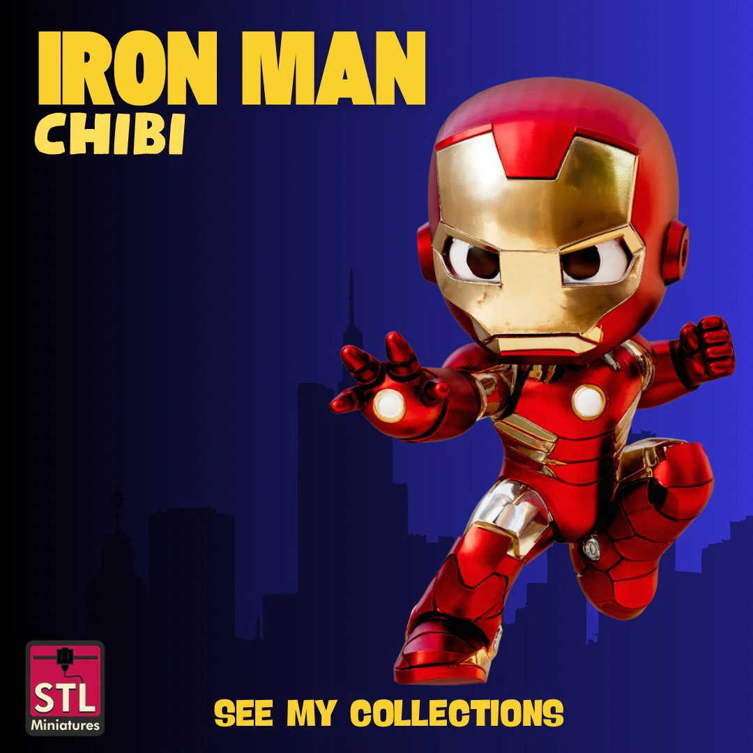 Chibi Iron Blast STL File Iron Man Miniature Superhero Collectible Model 3D Print Model .c4d .max .obj .3ds .fbx .stl .blend 