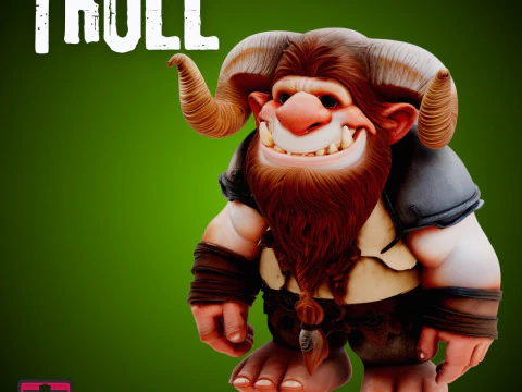 Sanfte riesige STL-Datei Chibi Troll Warrior Fantasy Sammlermodell 3D Druckmodell