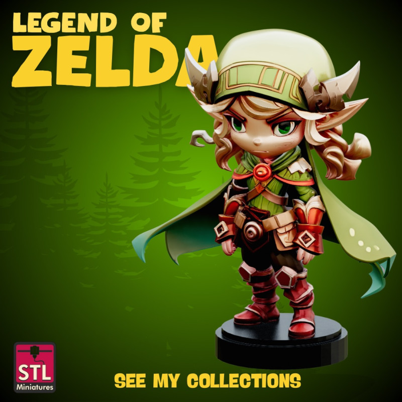 Evolved Hero STL File Artistic Zelda-Inspired Figure Legendary Fantasy Collectible Modelo de impresión 3D .c4d .max .obj .3ds .fbx .stl .blend