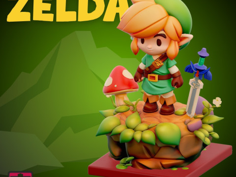 Chibi Hero Quest STL File Zelda-Inspired Mini Adventure Collectible Model Modelo de Impressão 3D