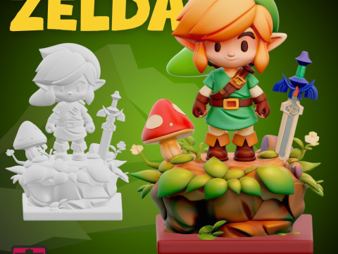 Chibi Hero Quest STL File Zelda-Inspired Mini Adventure Collectible Model 3Dプリントモデル