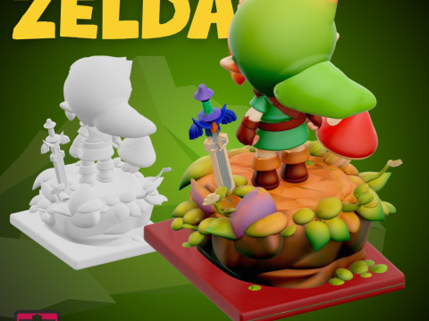 Chibi Hero Quest STL File Zelda-Inspired Mini Adventure Collectible Model 3Dプリントモデル