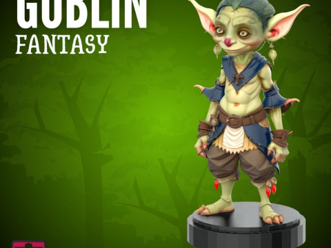 Friendly Goblin STL Fantasy Miniature with Charming Outfit and Big Smile Modèles 3D en vedette