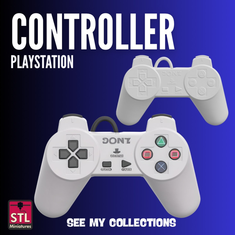 Retro Controller Inspired by PS1 STL File for 3D Printing Stylized Gadget Modèles 3D en vedette .c4d .max .obj .3ds .fbx .stl .blend 