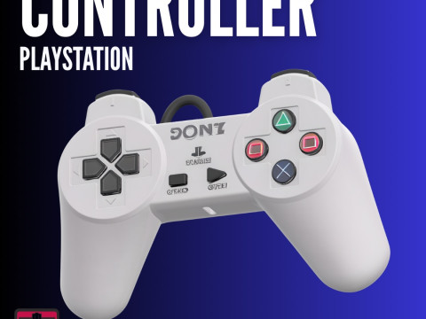Retro Controller Inspired by PS1 STL File for 3D Printing Stylized Gadget Modèles 3D en vedette