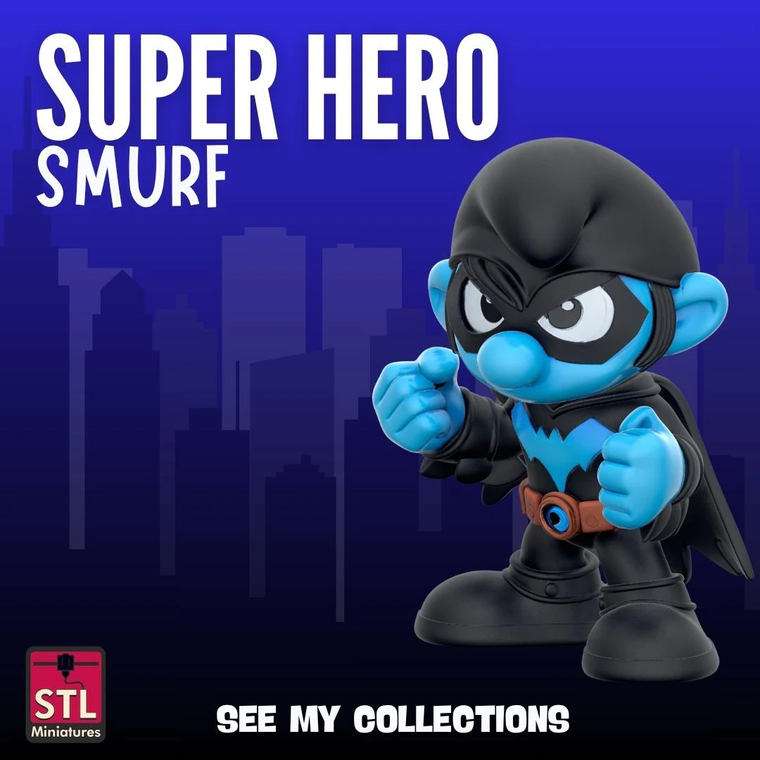 Smurf Superhero Inspired by the Dark Vigilante STL File for 3D Printing 3D Print Model .c4d .max .obj .3ds .fbx .stl .blend 