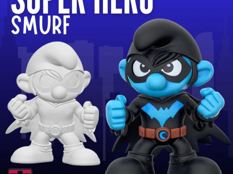 Smurf Superhero Inspired by the Dark Vigilante STL File for 3D Printing 3D Print Model