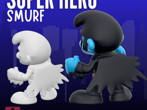 Smurf Superhero Inspired by the Dark Vigilante STL File for 3D Printing Modèles 3D en vedette