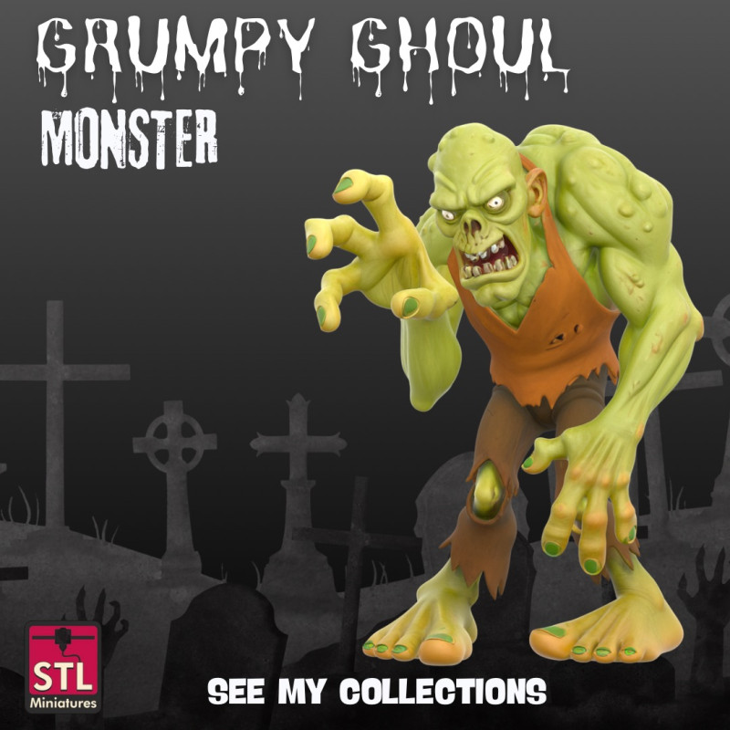 Grubble the Grumpy Ghoul Stylized Monster STL for 3D Printing Modello di stampa 3D .c4d .max .obj .3ds .fbx .stl .blend