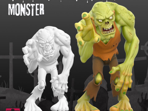 Grubble the Grumpy Ghoul Stylized Monster STL for 3D Printing Modello di stampa 3D
