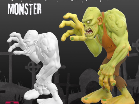 Grubble the Grumpy Ghoul Stylized Monster STL for 3D Printing Modello di stampa 3D
