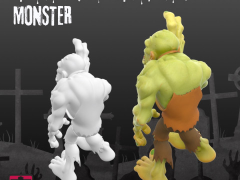 Grubble the Grumpy Ghoul Stylized Monster STL for 3D Printing Modello di stampa 3D