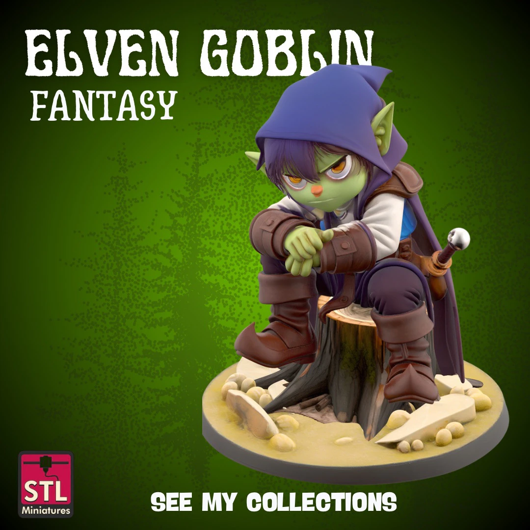 Elarin the Elven Goblin Stylized Fantasy Goblin STL for 3D Printing 3D Print Model .c4d .max .obj .3ds .fbx .stl .blend 