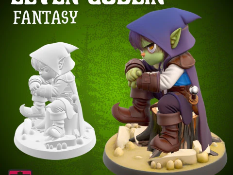 Elarin the Elven Goblin Stylized Fantasy Goblin STL for 3D Printing 3D Print Model