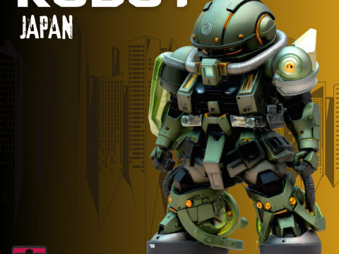 Japanese Mecha Defender STL File for 3D Printing Modèles 3D en vedette