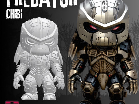 Chibi Predator-Inspired Warrior STL File for 3D Printing 3D Druckmodell