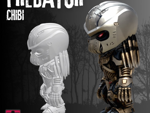 Chibi Predator-Inspired Warrior STL File for 3D Printing 3D Druckmodell