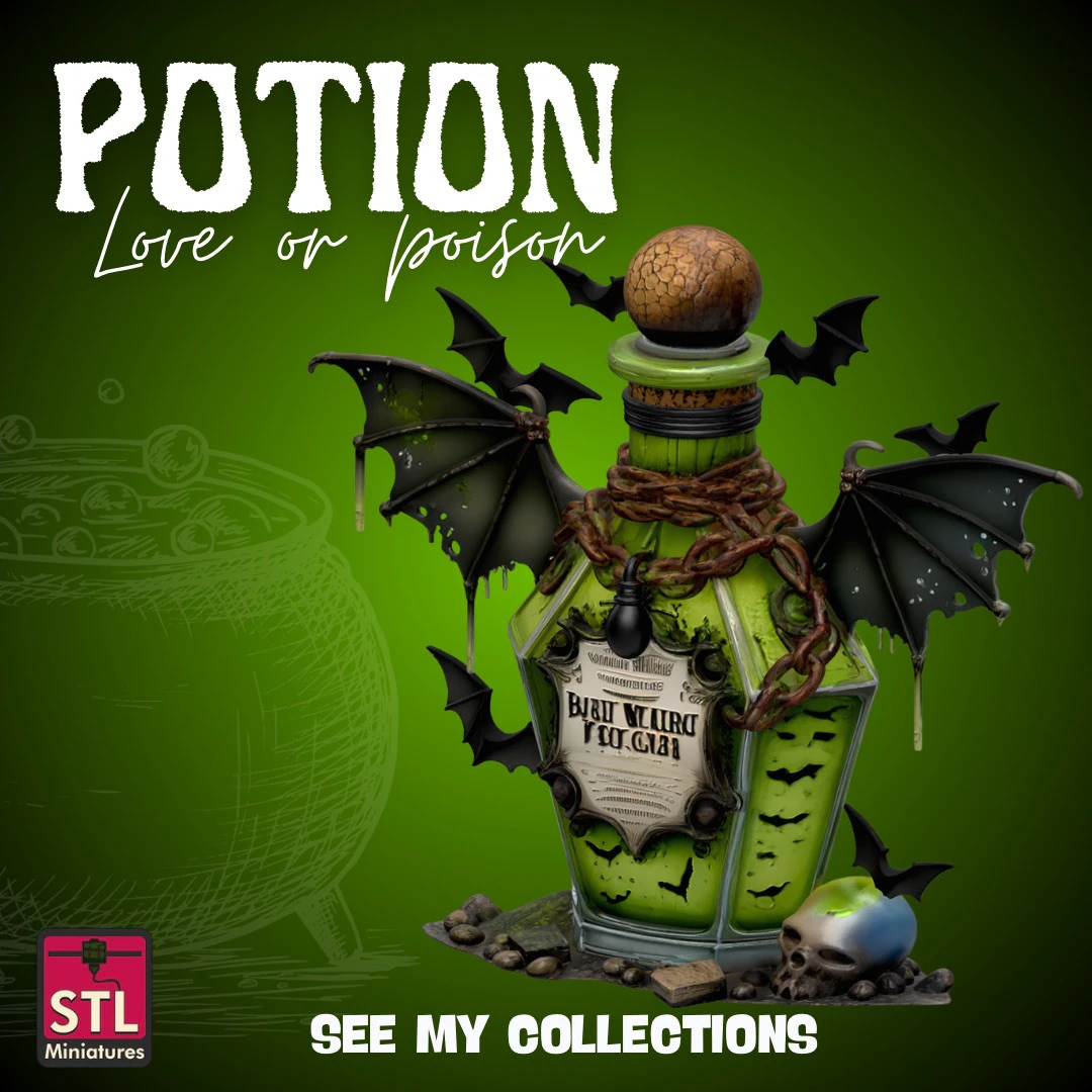 Love or Poison Magic Potion Bottle STL Cartoon Style 3D Print Model .c4d .max .obj .3ds .fbx .stl .blend 