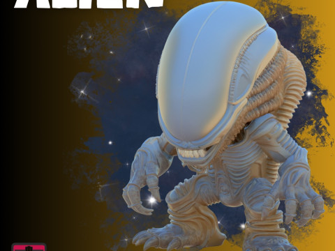 Chibi Xenomorph STL File Alien-Inspired Cute Monster Collectible Model do druku 3D