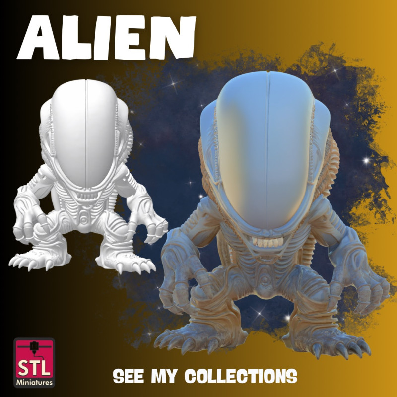Chibi Xenomorph STL File Alien-Inspired Cute Monster Collectible Model do druku 3D .c4d .max .obj .3ds .fbx .stl .blend