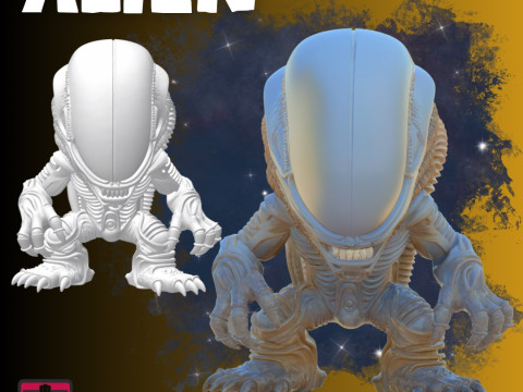 Chibi Xenomorph STL File Alien-Inspired Cute Monster Collectible Modelo de impresión 3D