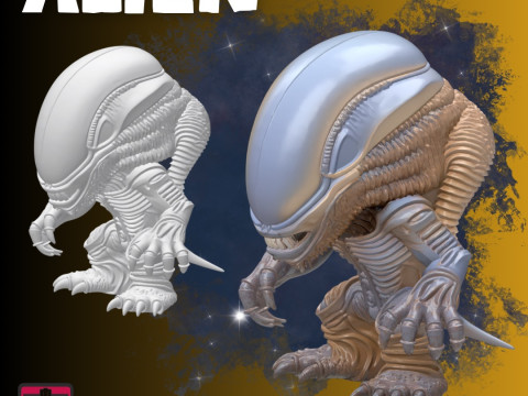 Chibi Xenomorph STL File Alien-Inspired Cute Monster Collectible Model do druku 3D