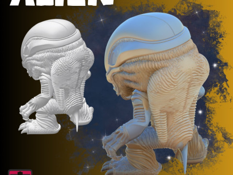 Chibi Xenomorph STL File Alien-Inspired Cute Monster Collectible Model do druku 3D