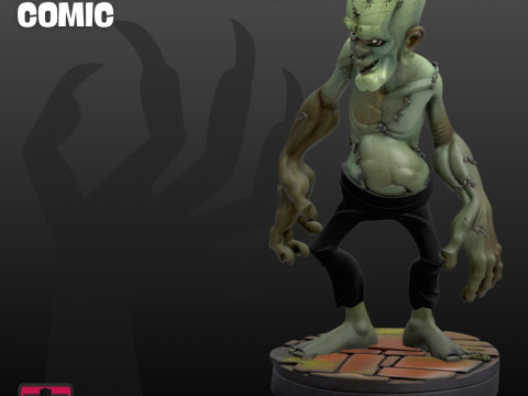 Funny Frankenstein STL File Stylized Monster with Cartoon Expression 3D 프린트 모델