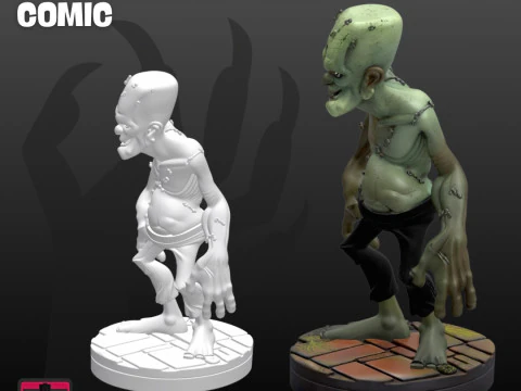 Mostro stilizzato di file STL divertente di Frankenstein con espressione di cartone animato Modello di stampa 3D
