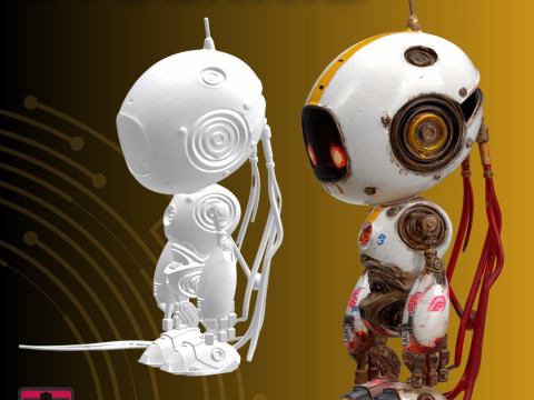 CyberKid-09 STL File Futuristic Robot Character Japanese Style Mecha Collectible 3D Baskı Modeli