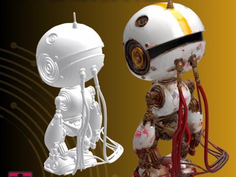 CyberKid-09 STL File Futuristic Robot Character Japanese Style Mecha Collectible 3D Baskı Modeli