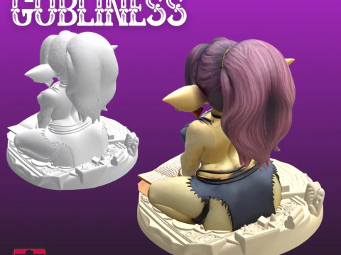 Mystic Gobliness STL File Seated Female Goblin with Spellbook Fantasy 3D Print Model
